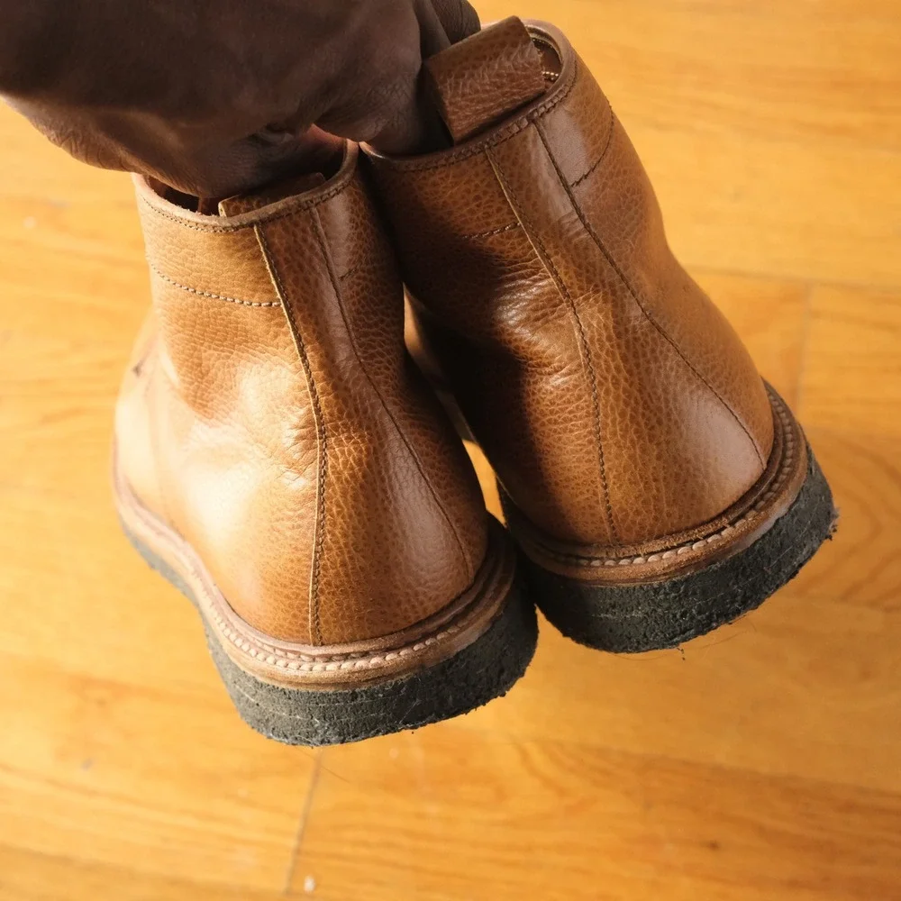 Alden for J.Crew Country Calfskin Plain Toe Boots Tan Pebble Grain 10.5 D D4816H
